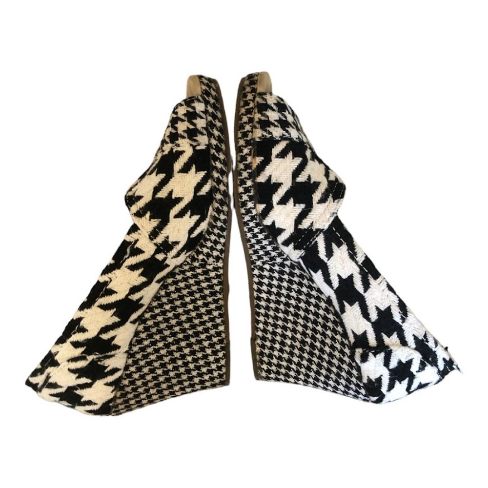 Toms 4" Platform Wedge Black & White Houndstooth Peep Toe Shoe Size W7 - Picture 7 of 8